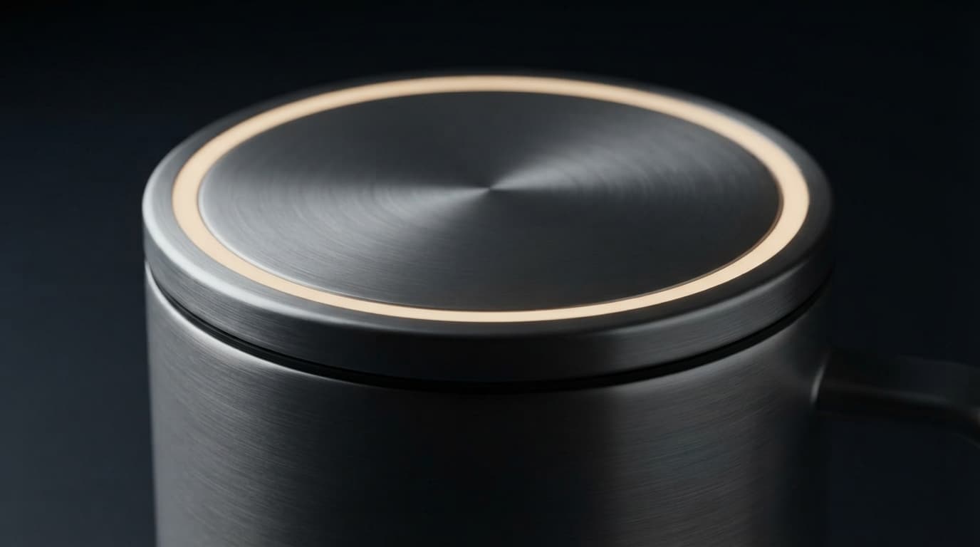 Close-up of the AURA lid with its warm LED ring