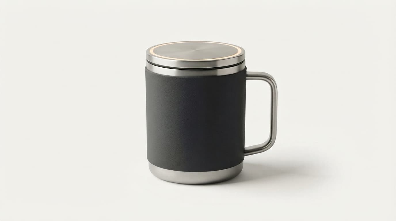 AURA Noir mug with matte black sleeve
